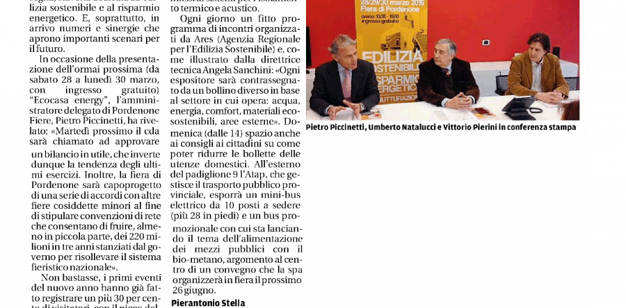 (Rassegna stampa) La fiera lancia il salone dell’edilizia sostenibile